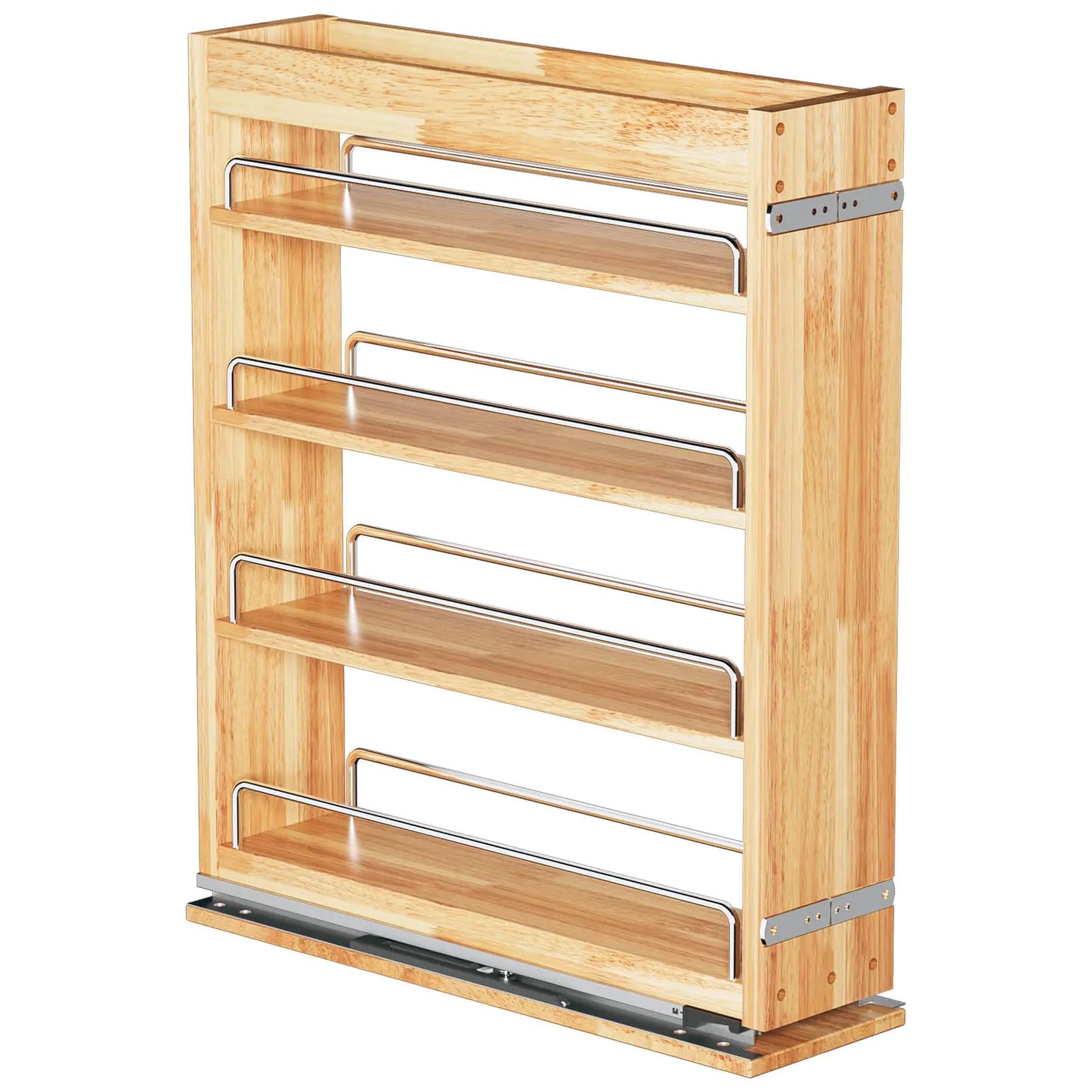 4-Tier Pull Out Kitchen Cabinet Spice Rack Holder Shelves (5" W x 22" D) spice organization for cabinet Storage Organization pull out spice racks for inside cabinets