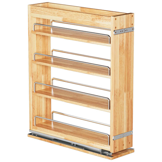 4-Tier Pull Out Kitchen Cabinet Spice Rack Holder Shelves (5" W x 22" D) spice organization for cabinet Storage Organization pull out spice racks for inside cabinets