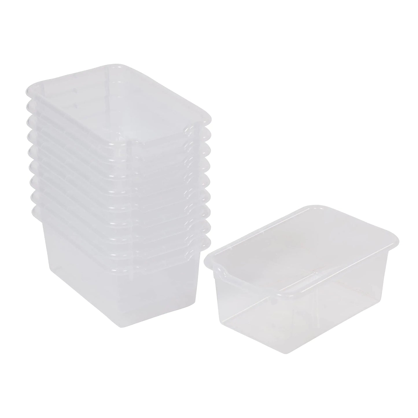 ECR4Kids Scoop Front Storage Bins Multipurpose Organization Clear 10-Piece