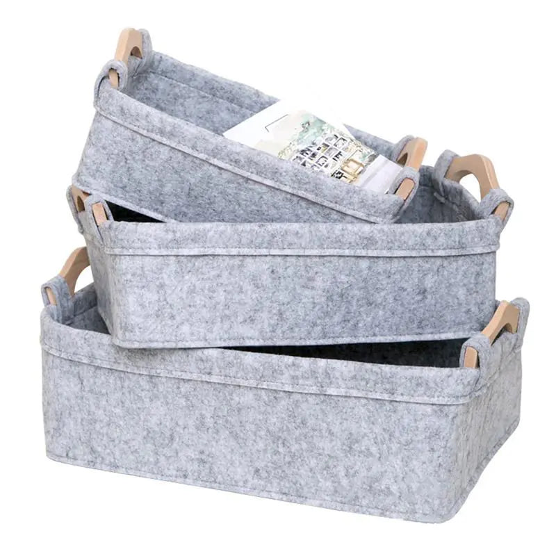 Japanese Felt Storage Basket for Desk Organization